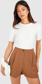 Tall Crepe Pleated Shorts, Camel - 12