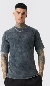 Tall Gebleekt Gebleekt Man T-Shirt Met Crewneck En Tekst, Charcoal - S