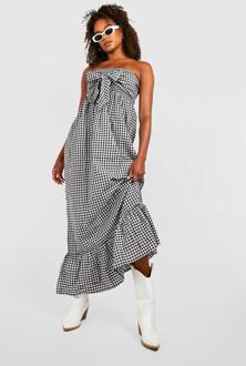 Tall Geknoopte Gingham Maxi Jurk, Black - 38