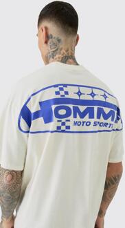 Tall Homme Moto Sports Graphic T-Shirt In Ecru, Ecru - L