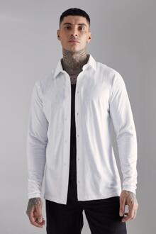 Tall Jersey Overhemd Met Lange Mouwen, White
