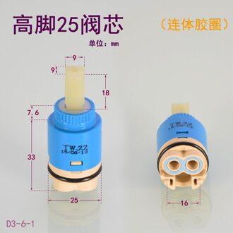 Tall Keramische Ventiel 25/35/40 Kraan Reparatie Accessoires Wastafel Keuken Keuken Wastafel Douche Gemengde Water Warm En Koud D3-6-1