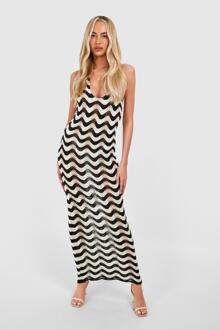 Tall Knitted Stripe Halterneck Maxi Dress, Black - 14