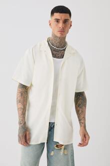 Tall Linen Oversized Revere Shirt In Ecru, Ecru - XXL