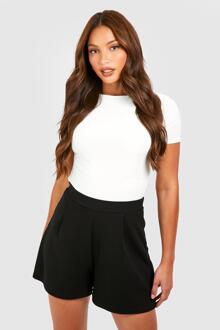 Tall Losse Basic Jersey Getailleerde Shorts, Black - 40
