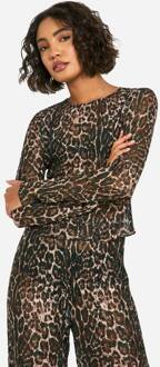 Tall Luipaardprint Crushed Lace Crop Top, Leopard - 36