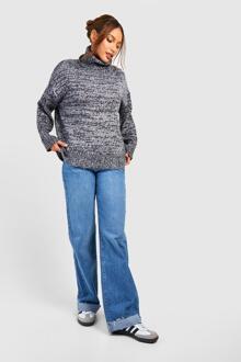 Tall Mid Wash Mid Rise Wide Leg Jeans Met Onbewerkte Zoom En Omgeslagen Pijpen, Mid Wash - 34