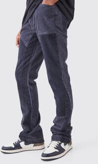 Tall Onbewerkte Flared Overdye Slim Fit Utility Jeans, Charcoal - 34