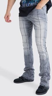 Tall Onbewerkte Flared Slim Fit Jeans Met Panelen En Gusset, Mid Grey - 32