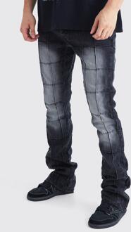 Tall Onbewerkte Flared Slim Fit Jeans Met Panelen En Gusset, Washed Black - 32