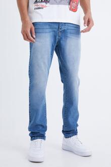 Tall Onbewerkte Slim Fit Jeans, Mid Blue - 32