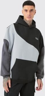 Tall Oversized Color Block Hoodie, Black - M