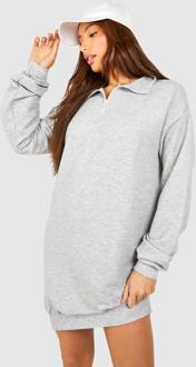 Tall Oversized Sweatshirt Jurk Met Korte Rits, Grey Marl - 36