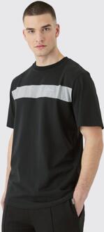 Tall Regular Fit Color Block Man T-Shirt Met Tekst In Zwart, Black - S
