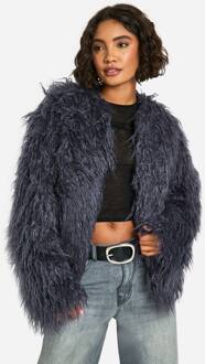 Tall Shaggy Nepbont Drop Shoulder Jas, Charcoal - 40