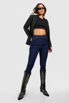 Tall Skinny Jeans Met Hoge Taille, Donkerblauw - 36