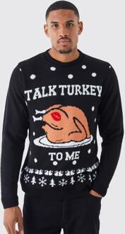 Tall Talk Turkey To Me Kersttrui, Black - S