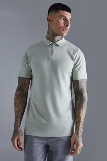 Tall Verweven Slim Fit Polo, Sage