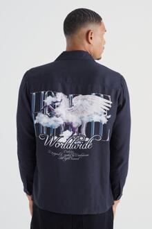 Tall Viscose Unicorn Overhemd Met Lange Mouwen, Black - S