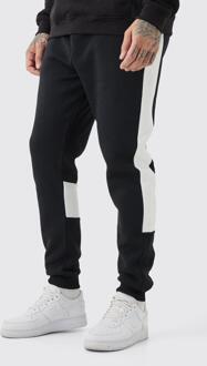 Tall Zwart Slim Fit Joggingbroek Met Color Block Panelen, Black