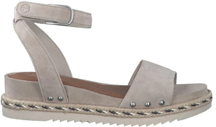 Tamaris Beige Leren Platte Sandalen voor Dames Tamaris , Beige , Dames - 36 Eu,37 Eu,41 Eu,38 EU