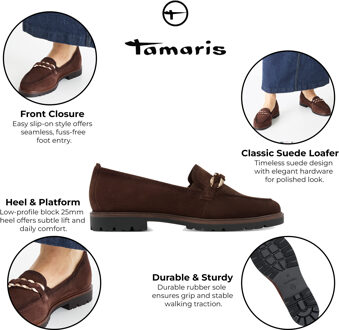 Tamaris Dames Mokka Bruine Suède Loafers