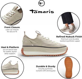 Tamaris dames platform sneakers beige veterschoenen Goud - EU 40