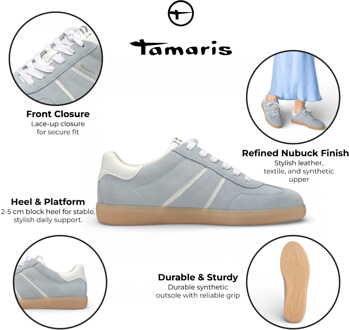 Tamaris dames sneakers van blauw-wit leer - EU 40