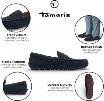 Tamaris Heren Bruine Suède Mocassin Loafers Casual Schoenen Blauw - EU 43