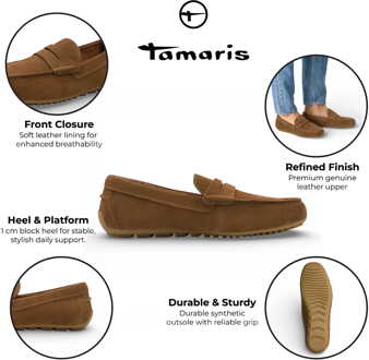 Tamaris Heren Bruine Suède Mocassin Loafers Casual Schoenen - EU 45