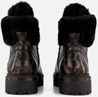 Tamaris Leopard Veterboots zwart Textiel - 37,38