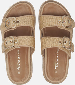 Tamaris Raffia Slippers beige Textiel - 36,37,38,39,40,41