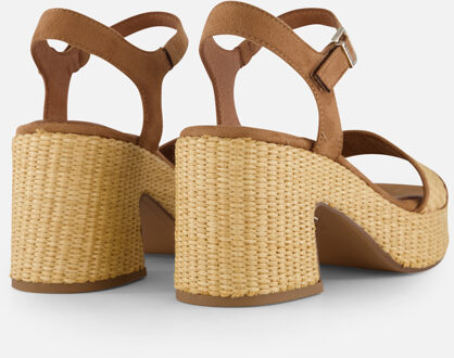 Tamaris Sandalen met hak cognac Textiel - 36,37,38,39,40,41