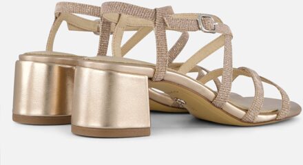 Tamaris Sandalen met hak goud Textiel Roze - 39