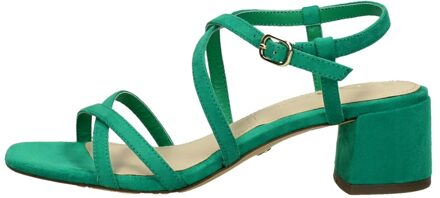 Tamaris Sandalen met hak groen Textiel - 36,37,38,39,40,41