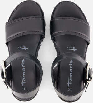 Tamaris Sandalen met hak zwart Leer - 36,37,38,39,40,41,42