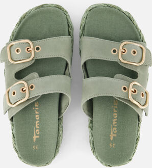 Tamaris Slippers groen Leer - 36,37,38,39,40,41,42