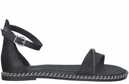 Tamaris Zwarte platte sandalen voor vrouwen Tamaris , Black , Dames - 37 Eu,38 Eu,36 EU