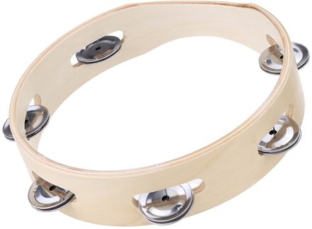 Tamboerijn Bell Orff-instrumenten Kids 8 Inch Hand Held Hout Headless Tamboerijn Bel Met Metalen Enkele Rij Jingles