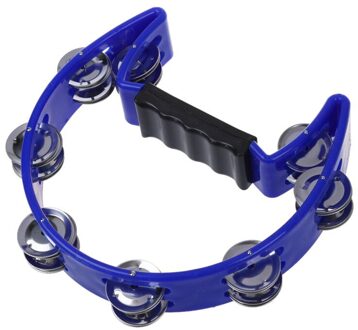 Tamboerijn Blauw Hand Gehouden Met Dubbele Rij Metalen Jingles Percussie Kerk Band