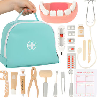 tandarts speelgoed - 24 delig - hout - dokterskoffer