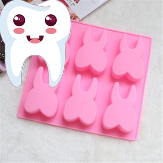Tanden Chocolade Fondant Cake Decoratie Gereedschappen Puddingvorm Cakevorm 3D Tand Vormige Siliconen Leuke 6-Gat Mallen Jelly k568