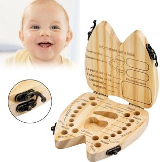 Tanden Doos Franse Kids Tand Doos Organizer Baby Besparen Melk Tanden Hout Opbergdoos