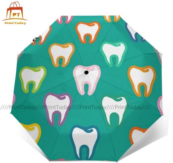 Tanden Paraplu Uv Bescherming Thuis Paraplu Automatische Draagbare Paraplu Outer Print