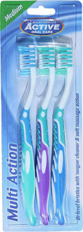 Tandenborstel Active Oral Care Multi Action Toothbrushes Medium 3 st
