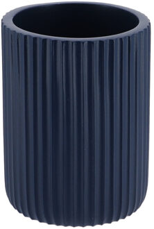 Tandenborstelbeker 101 series - blauw - geribbeld - PS - 7 x 9,5 cm
