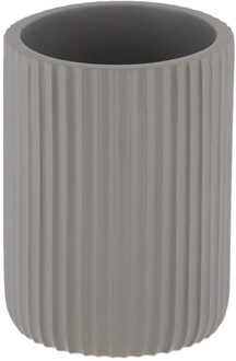 Tandenborstelbeker 101 series - grijs - geribbeld - PS - 7x9,5 cm - badkamer