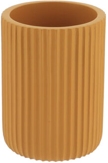 Tandenborstelbeker 101 series - mosterdgeel - geribbeld - PS - 7x9,5 cm - badkamer