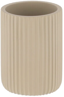 Tandenborstelbeker 101 series - taupe - geribbeld - PS - 7 x 9,5 cm