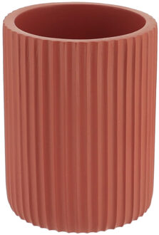 Tandenborstelbeker 101 series - terracotta - geribbeld - PS - 7 x 9,5 cm
